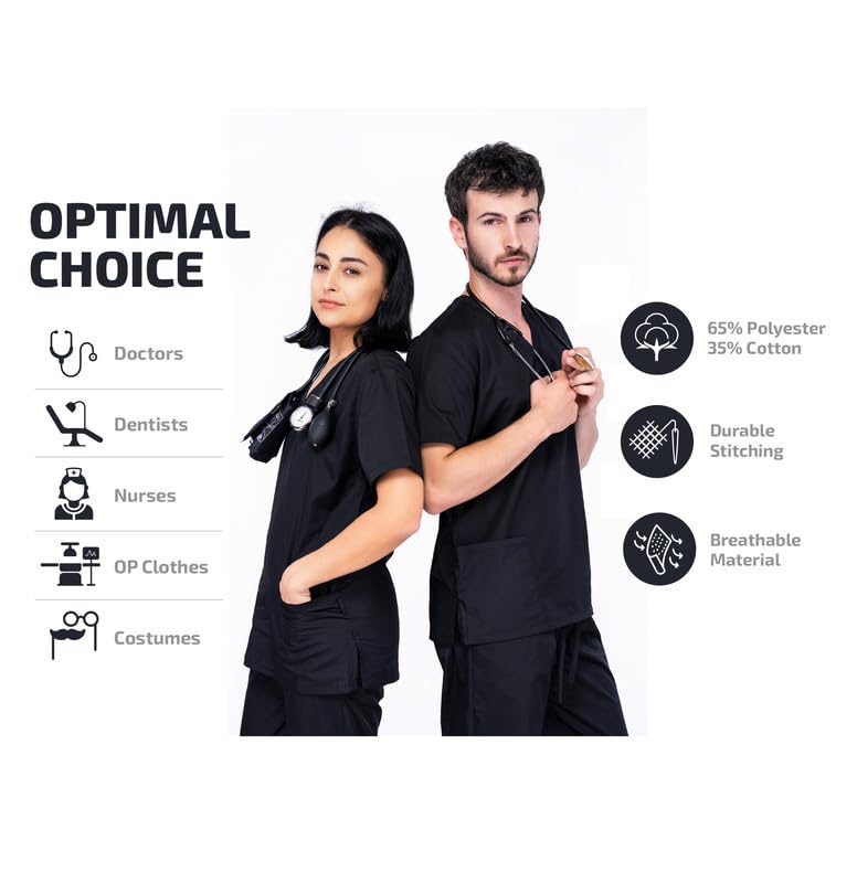 Unisex Scrubs Uniforms Set- Medical Uniforms & Scrubs, Soft And Comfortable Fit Nurse Scrubs, Breathable Fabric, Multiple Pockets, Elastic Waist, Lightweight Professional Work Wear Clothing